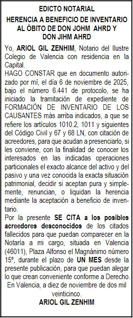 Ejemplo anuncio de Herencia en prensa